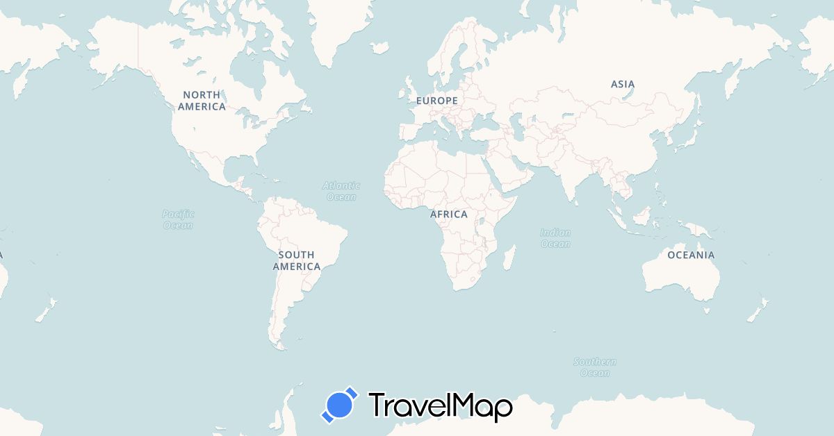 TravelMap itinerary: driving, plane, boat in American Samoa, Australia, New Zealand, French Polynesia, United States (North America, Oceania)